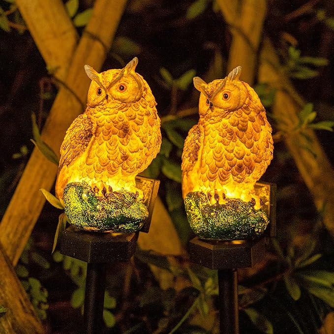 Dazzle Bright 1 Pack Owl Figure Solar LED Lights, Resin Garden Waterproof - Image 3