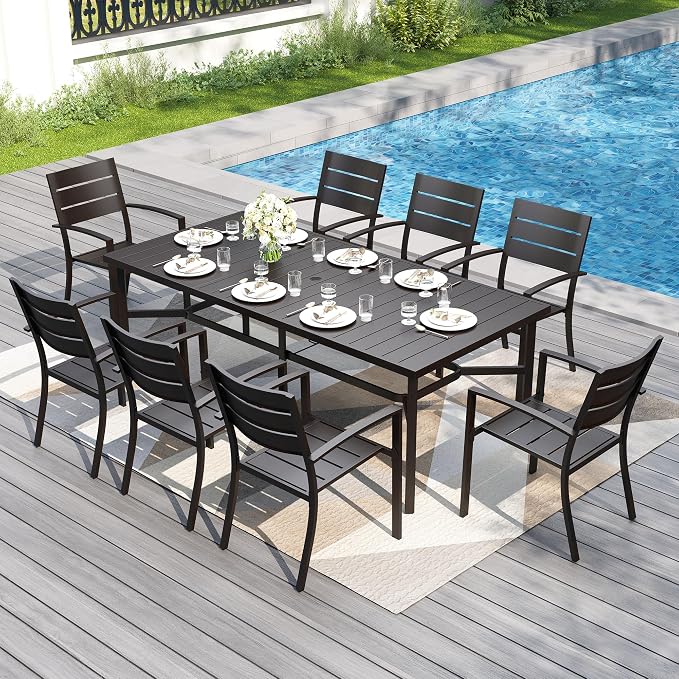 PHI VILLA 9 Pieces Outdoor Patio Dining Set by PHIVILLAThepioneerofcomfortablehouseholdsupplies