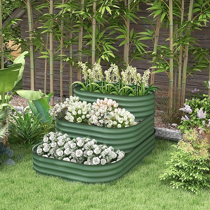 Outsunny 3-Tier Galvanized Steel Raised Garden Bed Kit, 62.25" x 43" x 32.25" - Image 2