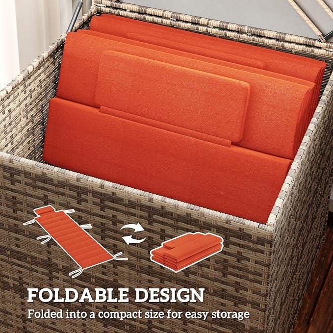 Outsunny Outdoor Lounge Chair Cushion Set of 2, Foldable Patio Chaise Lounge - Image 5