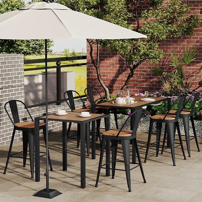 Outdoor Metal Bar Stools Set of 4, 26 inch Barstools Counter Height Bar Stool - Image 7