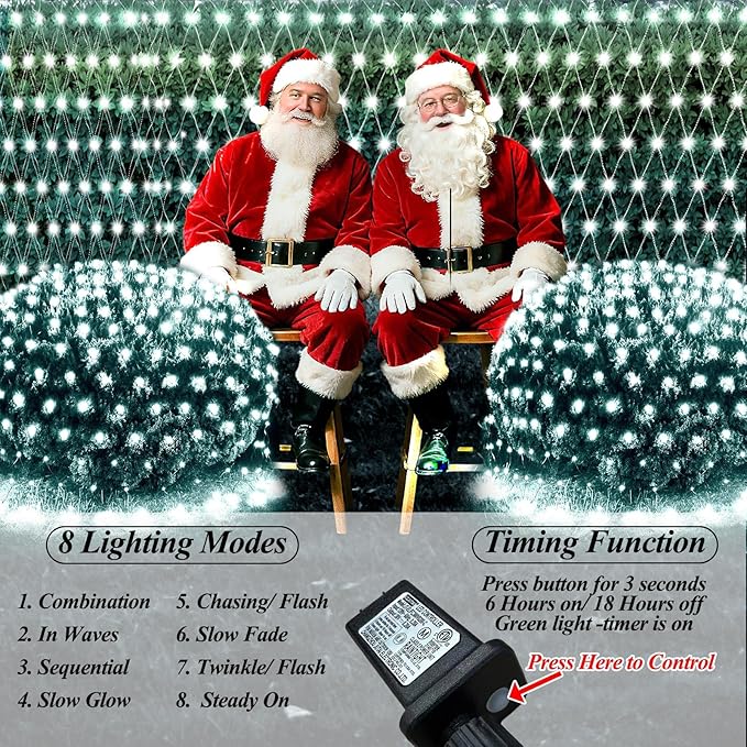 Lovelite 13ft x 13ft Net Lights Outdoor, 400LED Large Gazebo Lights 8 Modes - Image 2