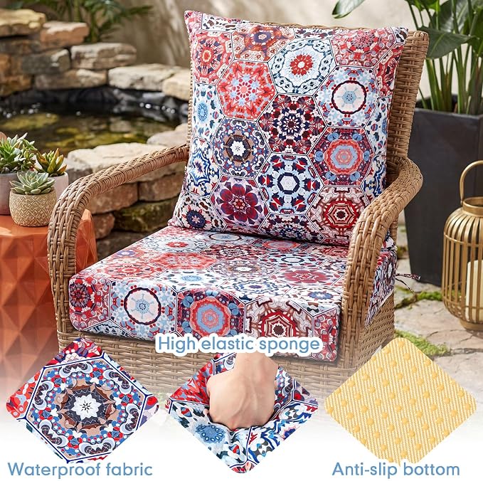 Hoteam 4 Set Outdoor Chair Patio Cushions 20 x 20 Inch Deep Seat Waterproof - Image 4