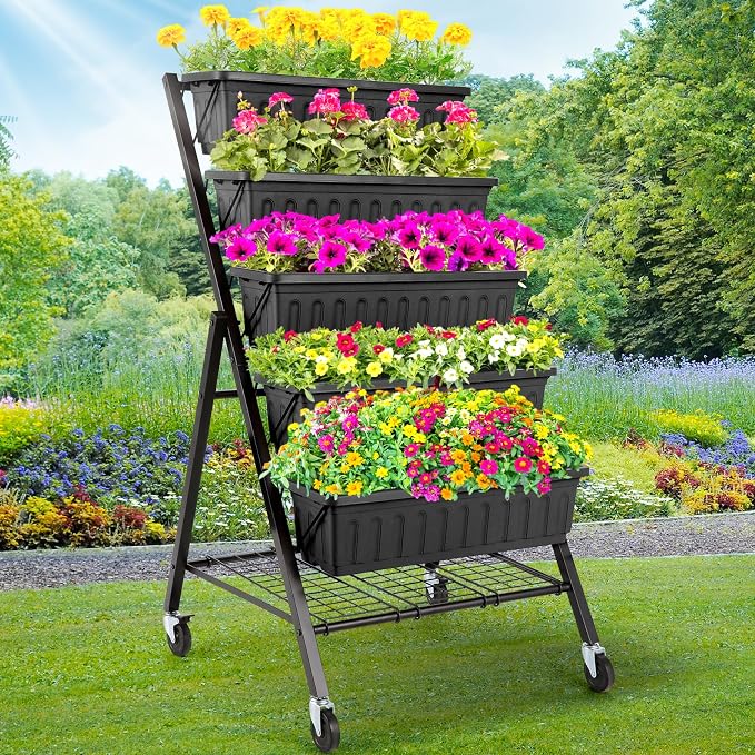Homdox 5-Tier Vertical Garden Bed - 4FT Vertical Raised Bed with 5 Garden by HOMDOX