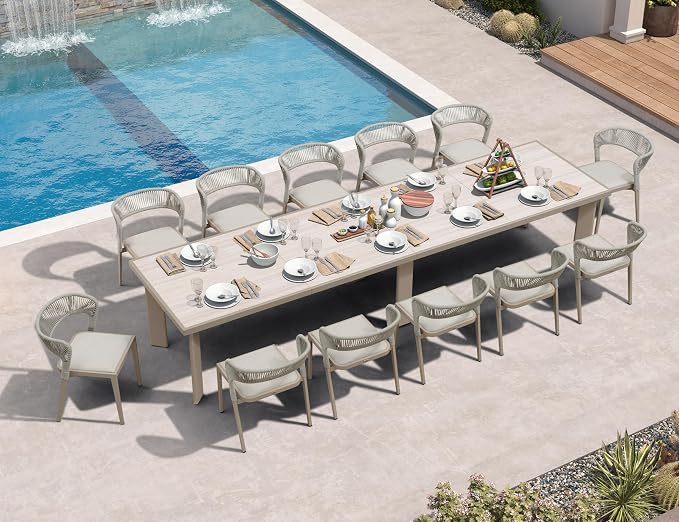 PURPLE LEAF 13 Pieces Outdoor Dining Set Patio Table and Chairs Set Aluminum by PURPLELEAF