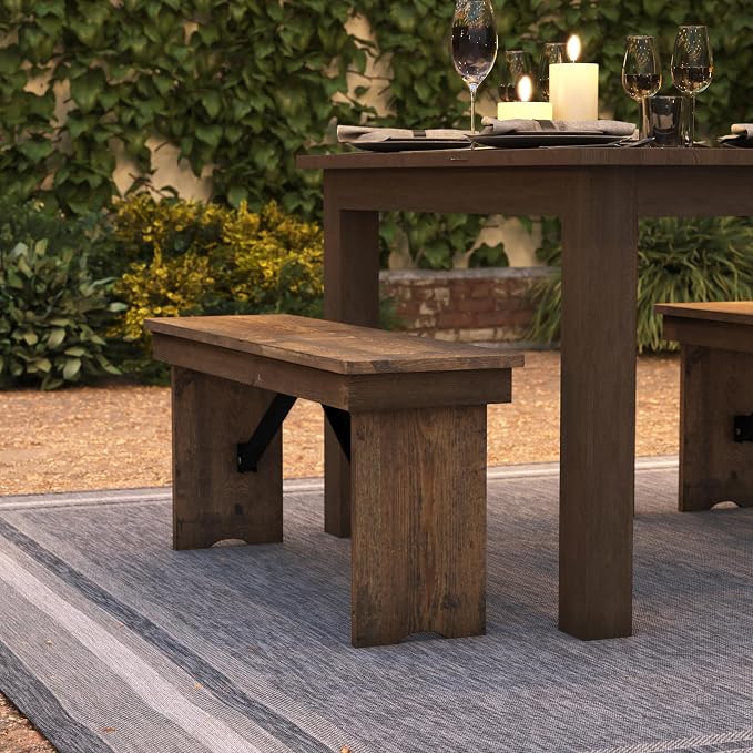 Flash Furniture Hercules Series 40" x 12" Commercial Grade Rustic Solid Pine - Image 6