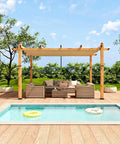 GarveeLife 10 x 13 ft Wood-Grain Aluminum Pergola Outdoor Pergola by GarveeLife