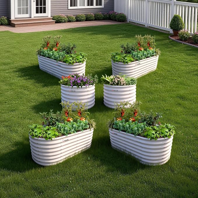 A ANLEOLIFE Set of 6 24 Inch Tall Antique White Raised Garden Beds Kit - Image 3