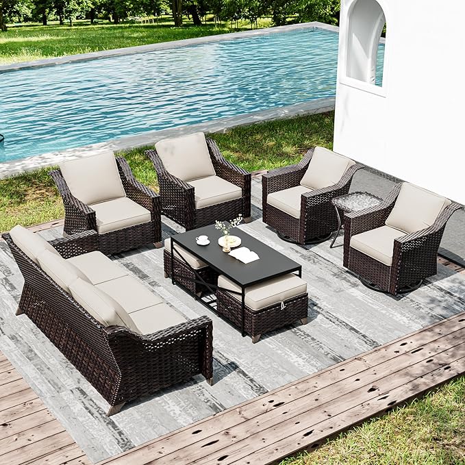 Joyside Wicker Patio Furniture Sets, 9 Pieces Upgraded Large Size Outdoor - Image 6