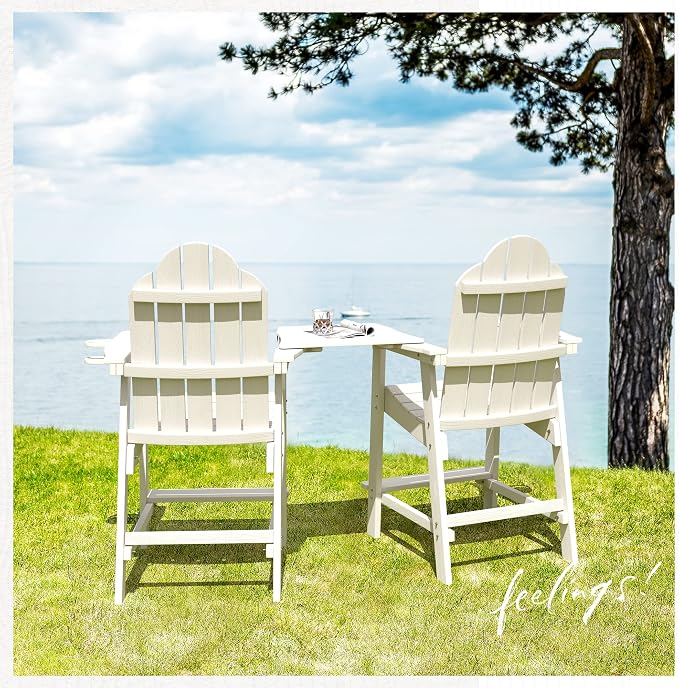 LUE BONA Tall Adirondack Chair Set of 4, All Weather HDPS Bar Height Chairs - Image 6