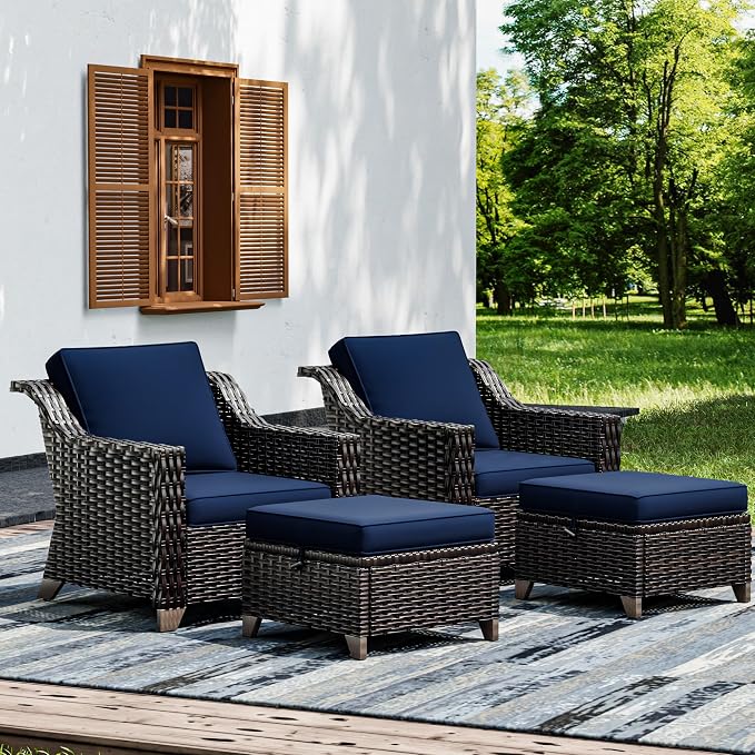Joyside Wicker Patio Furniture Sets, 4 Pieces Upgraded Large Size Outdoor by Joyside