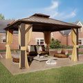 MELLCOM 12' x 12' Gazebo, Hardtop Double Roof Gazebo by MELLCOM
