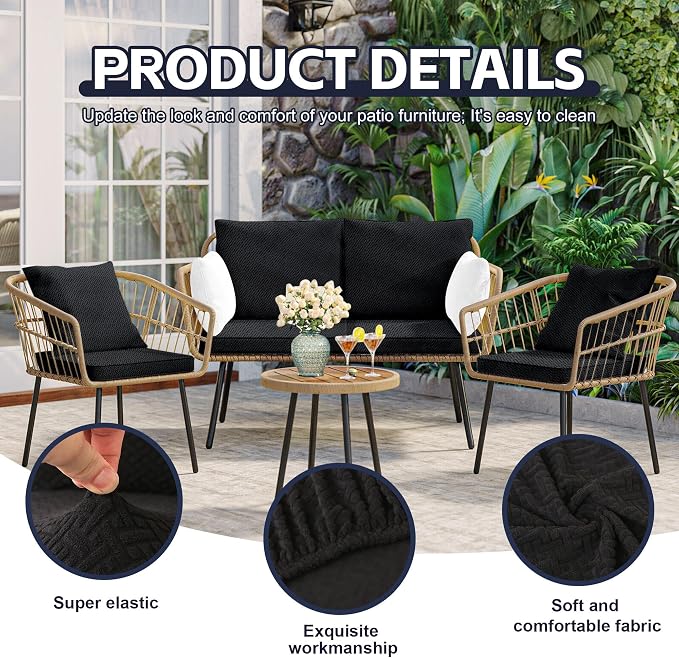 8Pcs Patio Cushion Covers, Outdoor Cushions Covers, Stretch Cushion Covers - Image 3