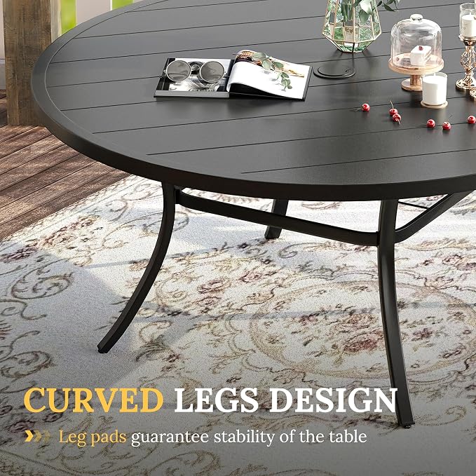 VICLLAX Patio Dining Set for 8, Outdoor Furniture Set Includes 53" Round Patio - Image 7