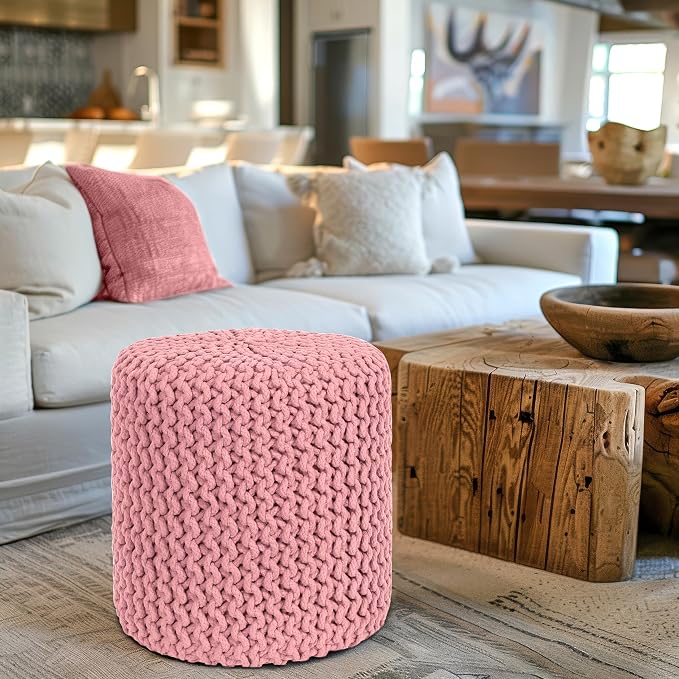 COTTON CRAFT Braided Round Pouf - Image 4