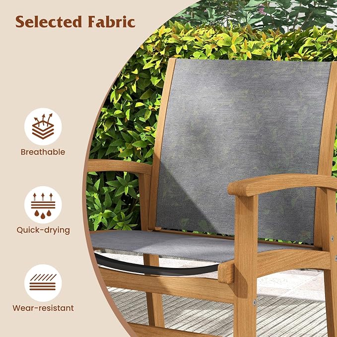 Tangkula 9 Pieces Acacia Wood Patio Dining Set - Image 8