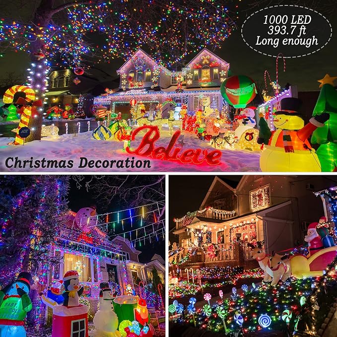 KNONEW 403FT 1000 LED Christmas Lights Outdoor String Lights 8 Modes & Timer - Image 6