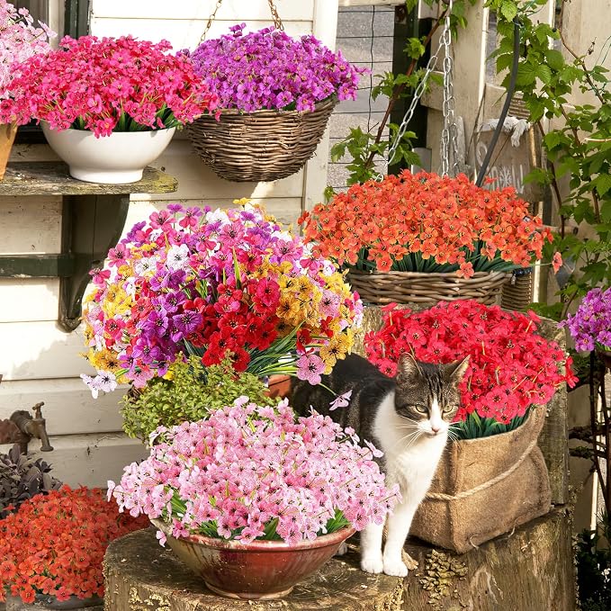 AGIRL 24 Bundles Artificial Fall Flowers Outdoor Indoor Decoration, Fake - Image 8