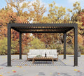 10X12 FT Louvered Pergola with Adjustable Roof, Integrated Drainage System by BouPower