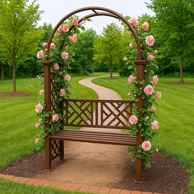 Oakland Living Brown Aluminum Garden Arbor Arch - Image 2
