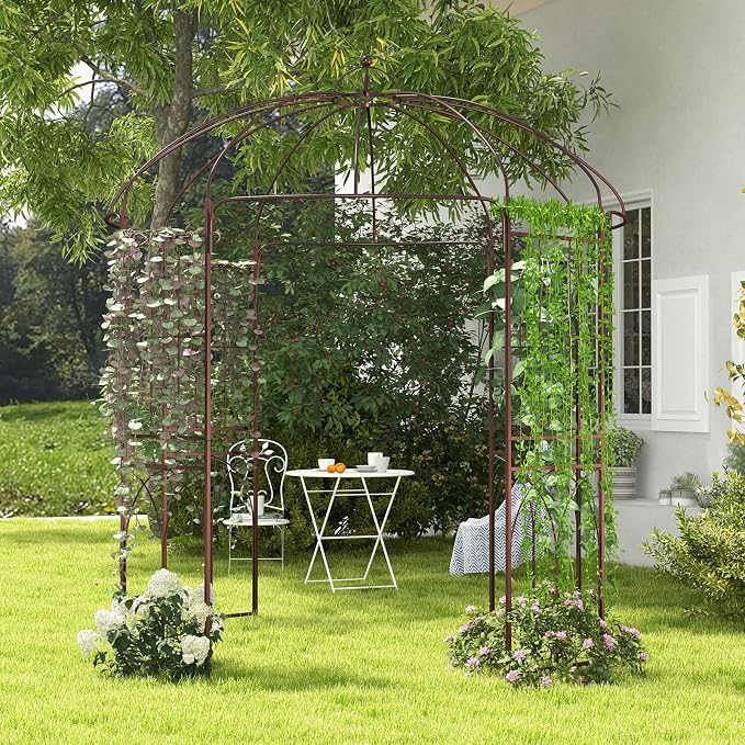 HAPPYGRILL Birdcage Shape Garden Arbor, 7 x 8.4 ft Heavy Duty Metal Garden - Image 2