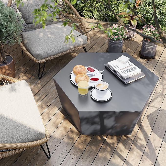 UPHA Outdoor Hexagon Coffee Table, Small Modern Minimalist Accent Tables by UPHA
