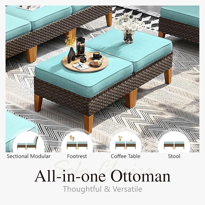 Sophia & William Outdoor Wicker Sectional Sofa Set, 7 Piece Half Moon Curved - Image 6