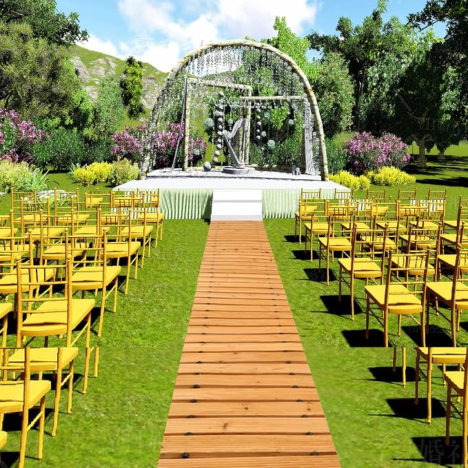 LINSHRY 12FT Wooden Garden Pathway, Outdoor Roll Out Decorative Garden Walkway - Image 6
