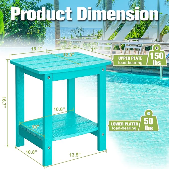 Y&M Outdoor Side Table, HIPS Adirondack Small Double Layer Table, Waterproof - Image 3