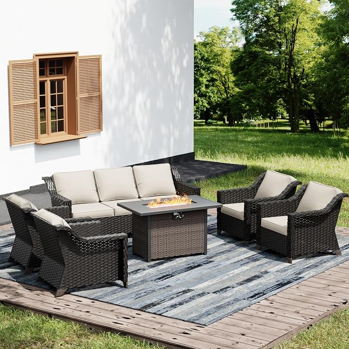 Joyside Wicker Patio Furniture Sets, 6 Pieces Upgraded Large Size Outdoor by Joyside