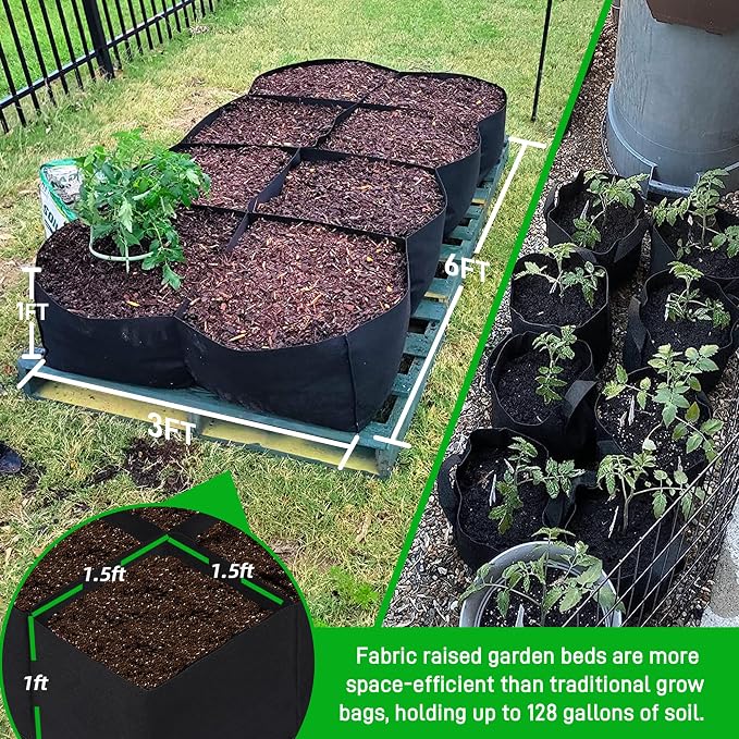 CJGQ Fabric Raised Garden Bed 6x3x1ft Garden Grow Bed Bags - Image 2