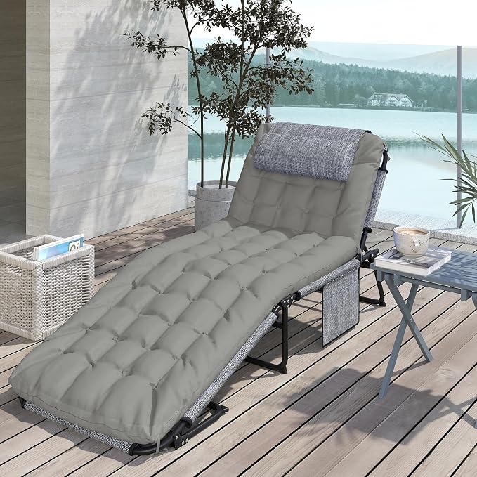 Outsunny Folding Chaise Lounge - Image 9