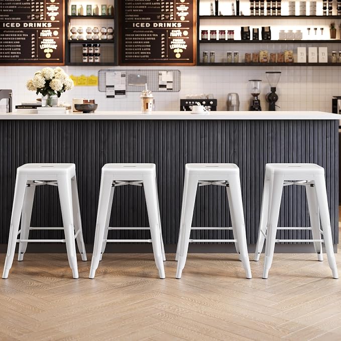 Yaheetech 24 Inch Metal Barstools Set of 4, Counter Height Backless Stools - Image 6