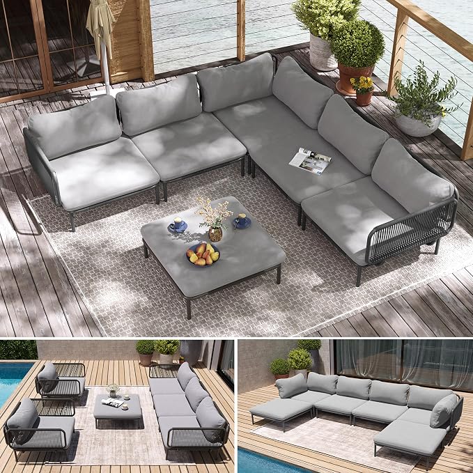 6-Piece Patio Furniture Set, Weather-Resistant Metal Frame Conversation Set - Image 7