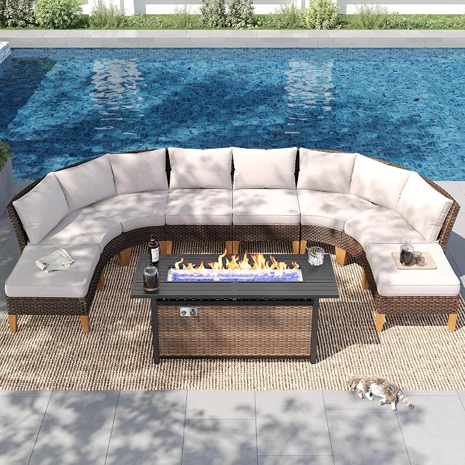 PHI VILLA 7-Piece Half Moon Patio Furniture Set by PHIVILLAThepioneerofcomfortablehouseholdsupplies
