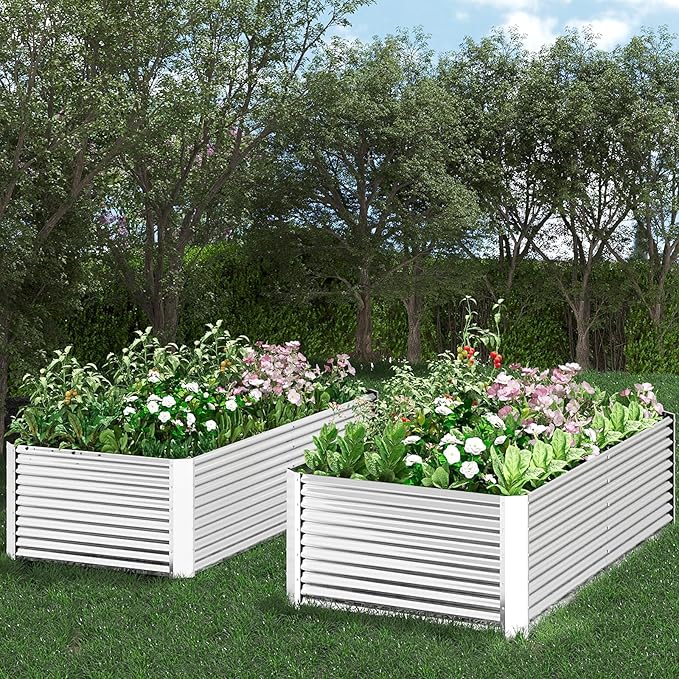 FRIZIONE 2pcs Tall 6x3x1.5ft Galvanized Raised Garden Bed Outdoor, Steel Garden - Image 9