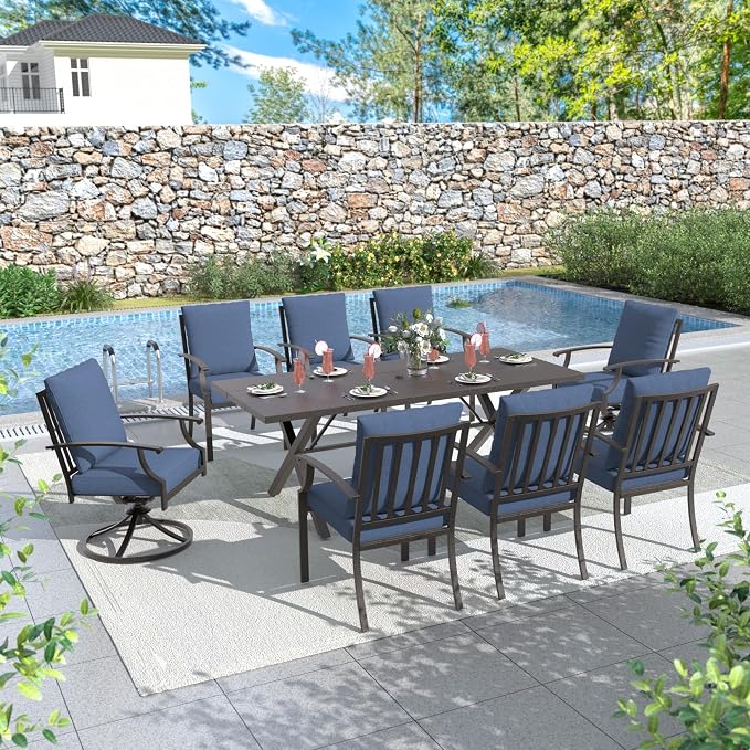 ALAULM 9-Piece Patio Dining Table and Chairs - Image 2