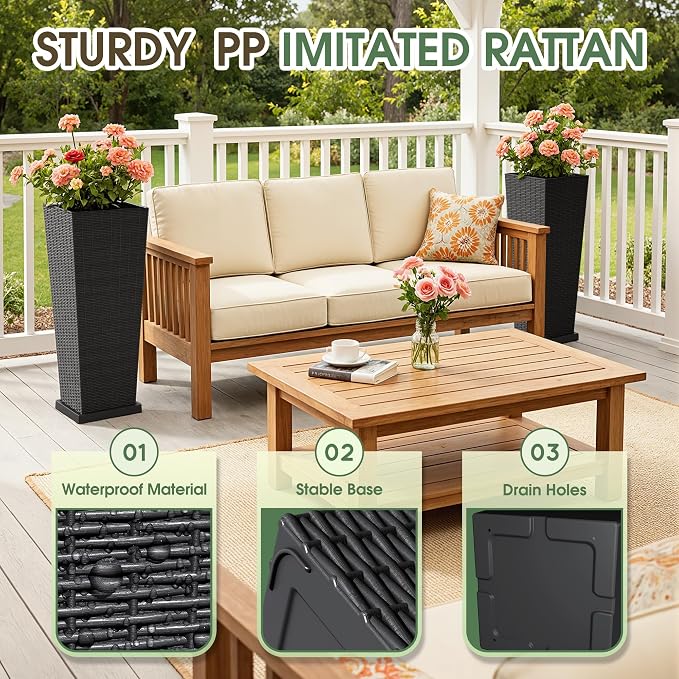 Set of 2 32 Inch Tall Plastic Planters - Image 3