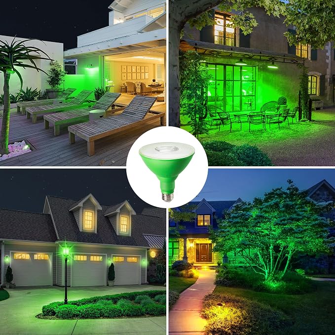 EDISHINE St.Patrick's Day/Easter Decorations PAR38 Green LED Flood Light Bulbs - Image 5