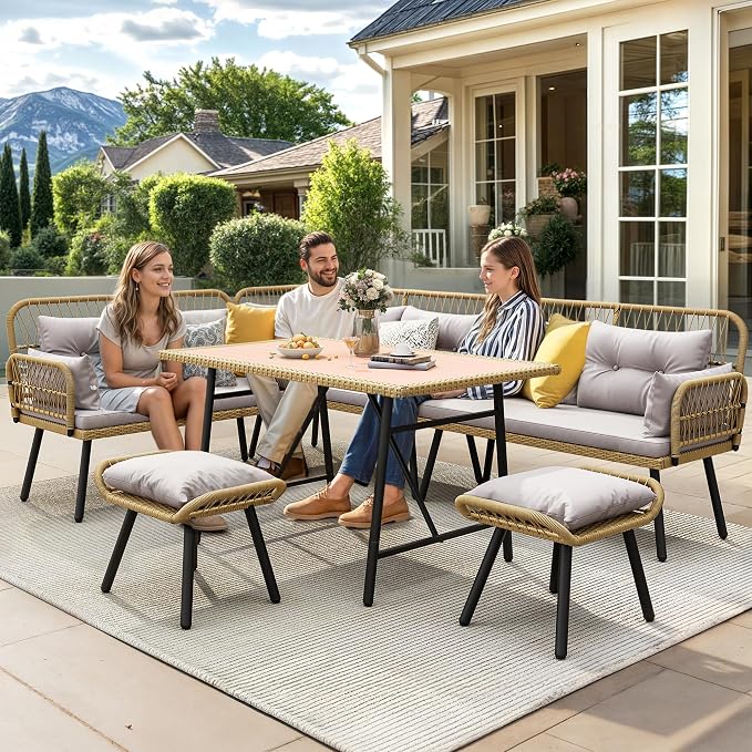 YITAHOME Patio Wicker L-Shaped Furniture Set, All-Weather Rattan Outdoor - Image 2