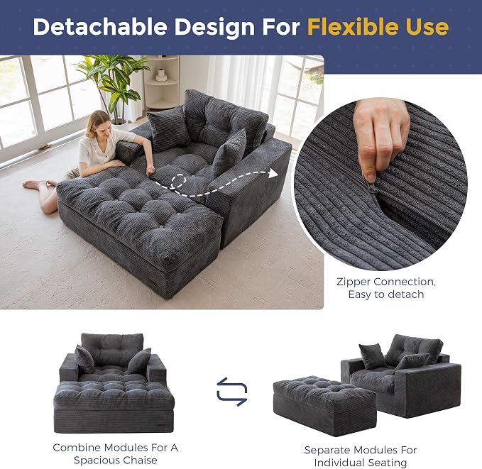 MAXYOYO Modular Sectional Chaise Lounge Sofa, Upholstered Lounge Chair - Image 4