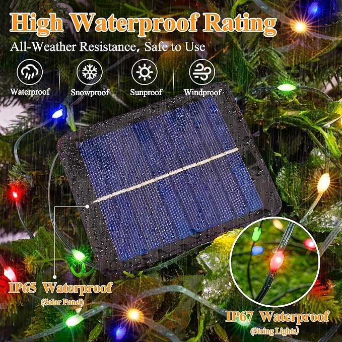 2 Pack Solar String Lights Total 480LED 158FT, IP67 Waterproof Solar Lights - Image 5