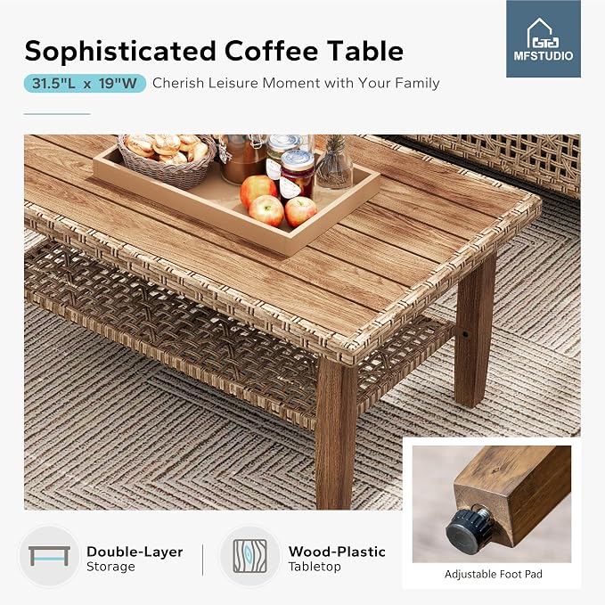 MFSTUDIO Wicker Patio Furniture Set, Rattan Outdoor Couch Sectional Sofa - Image 6