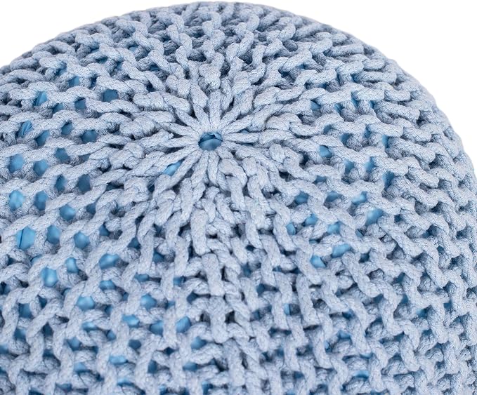 BIRDROCK HOME Round Pouf Ottoman | Cotton Braided Foot Stool - Image 7
