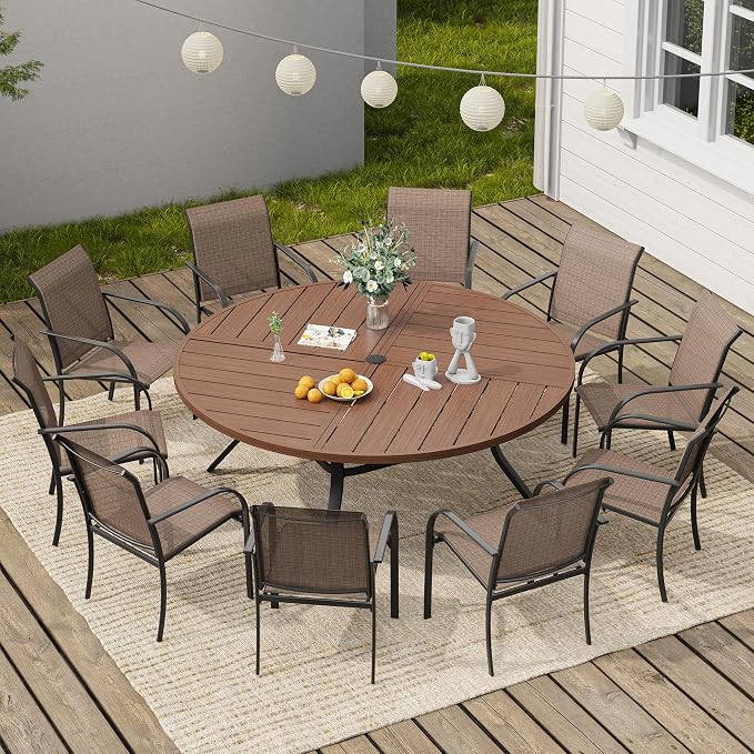 VICLLAX 63" Round Outdoor Table, Patio Dining Table - Image 4