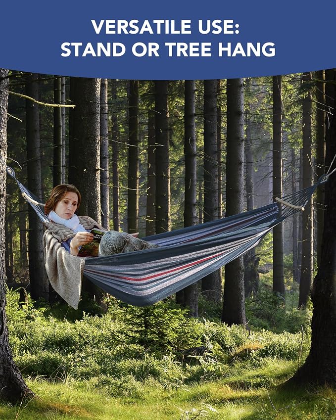 Double Hammock with Heavy-Duty Steel Stand, Easy Assembly, 600lbs Weight - Image 5