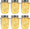 GIGALUMI Hanging Mason Jar Solar Lights, 6 Pack 30 Led Tinplate Lids Hanging by GIGALUMI