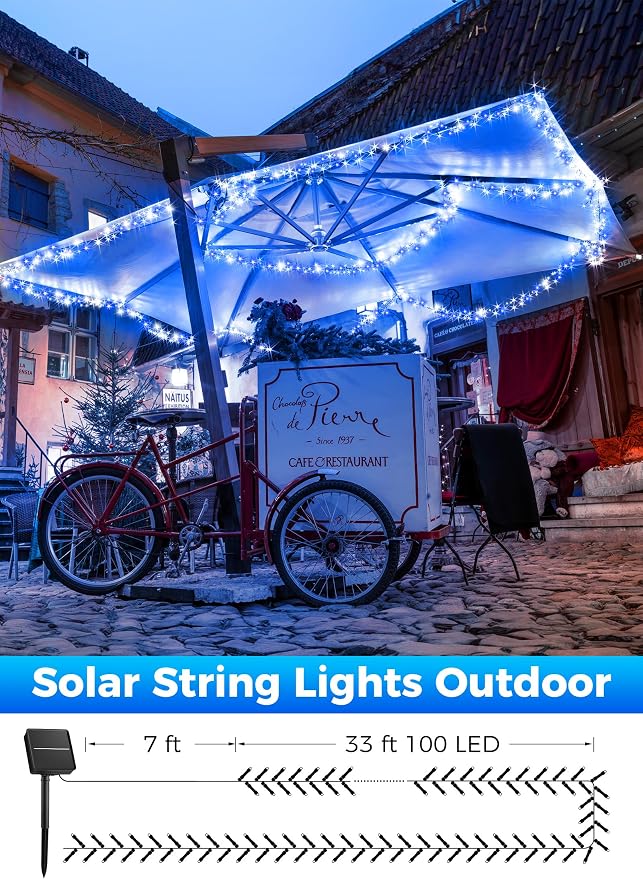 Minetom Solar Christmas Lights Outdoor Waterproof - 40FT 100 LED - Decoration - Image 3