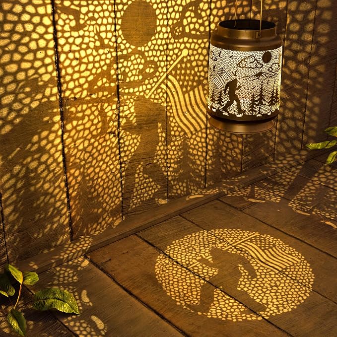 Bigfoot Solar Lantern for Garden Outdoor Decor – Hanging Metal Light Decoration - Image 2