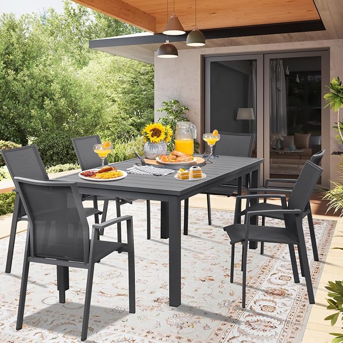 Wisteria Lane Aluminum Outdoor Dining Table, All-Weather Extendable Patio - Image 2